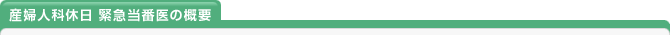 産婦人科休日 緊急当番医の概要